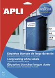 Apli Stickers/etiketten Apli 63,5 x 33,9 mm Wit A4 10 Lakens