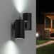 HOFTRONIC Silva Wandlamp - Zwart - 2 Spots - 8W - 690 Lumen - GU10 - 6500K Koud Wit - IP65 - Dimbaar - Kantelbaar