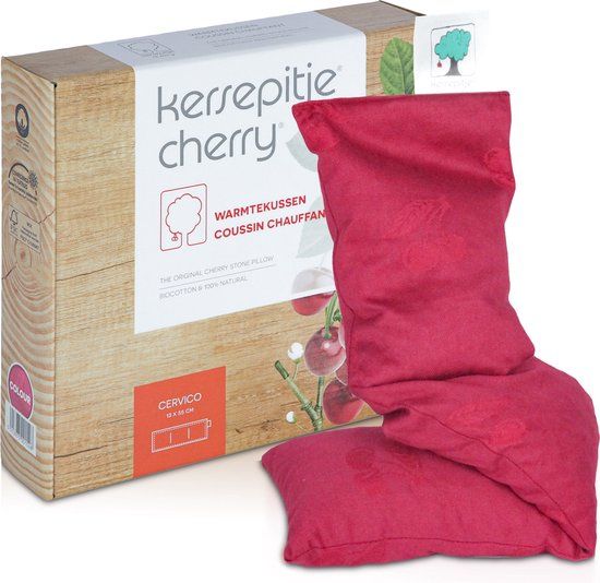 Spruyt Hillen Kersepitje Cervico - Langwerpig Kersenpitkussen - 13x55cm - Rood