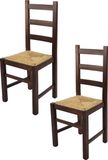 t m c s Tommychairs Rustica - Eetkamerstoelen - Set van 2 - Walnoot - Rotan
