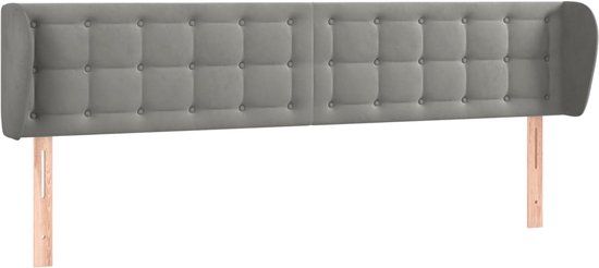vidaXL Hoofdbord met randen 183x23x78/88 cm fluweel lichtgrijs