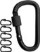 Merkloos 5 x Large Screw Carabiner Hooks for Attaching Equipment - Aluminium - 8 cm - Black - Pack of 5