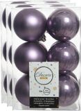 Decoris kerstballen - 36x st - heide lila paars - D6 cm - kunststof - mat/glans - kerstversiering