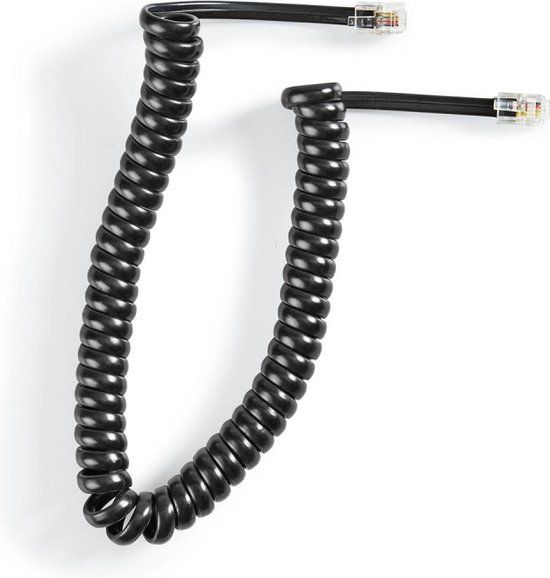 Goobay RJ10 Telefoonkabel - 4P4C - Gekruld - 2 meter - Zwart