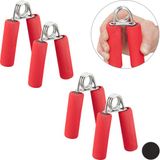 Merkloos / Sans marque Relaxdays 4x knijphalter - handknijper - handtraining - handtrainer - 40 kg - rood