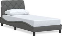 vidaXL Bedframe zonder matras, stof, donkergrijs, 90x190 cm