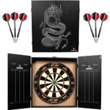 Fléchettes avec armoire - Centre de fléchettes complet - 2 jeux de fléchettes 16 grammes - Éclairage LED en option - Fléchettes pour la maison
