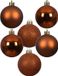 Decoris Kleine kerstballen - 28x - kunststof - koper/cognac - 3 cm - kerstversiering