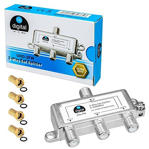 HB-DIGITAL SAT - BK - UKW - verdeler 3-voudige splitter (3-wegs) - 5-2400 MHz - digitaal & analoog - incl. 4 F-connectoren