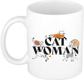 Bellatio Decorations Mok - Wit - Keramiek - Katten Thema