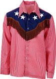 WIDMANN Finidi Cowboy shirt rodeo kostuum rood, bruin, blauw katoen, polyester XL