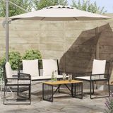 vidaXL - Bank loungeset - 3 zitplekken - Polyrattan - Zwart en crèmewit
