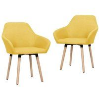 vidaXL Eetkamerstoelen 2 st stof geel