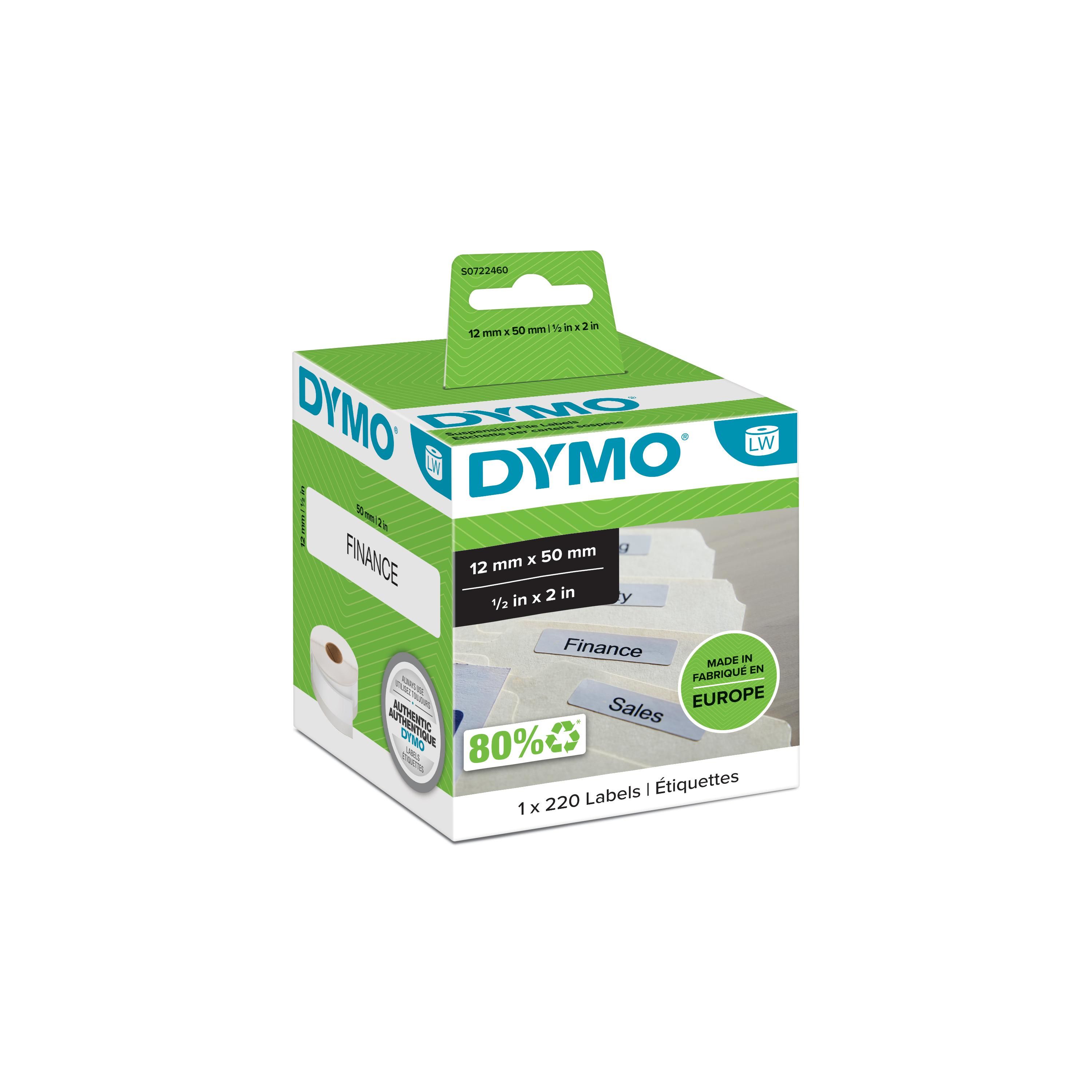 DYMO LabelWriter Labels for File Folders - 12mm x 50mm - White - 220 Labels