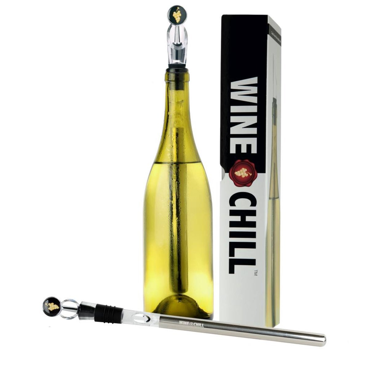 WINECHILL Original 2.0 Wijnkoeler - RVS koelstick-Aerator-Snel schenkend Een must-have voor wijnliefhebbers