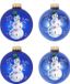 Krebs Kerstballen - 4x st - blauw - sneeuwpop - D7 cm - glas