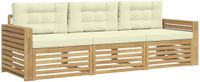 vidaXL - Buiten bank set 3-delig Wit en crèmekleurig Massief Acacia Hout