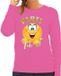 Bellatio Decorations Verkleed sweater dames - party time emoji - roze - themafeesten/carnaval XXL
