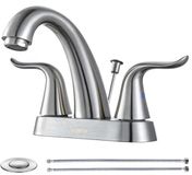 Merkloos Badkamerkraan met 2 Handvatten en Lift Staaf Afvoerstopper - 4 Inch Centerset