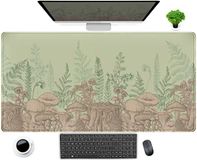 Leuke Groene Bladeren Muismat Bureaumat - XXL Grote Verlengde Gaming Pad 80 x 40 cm - Beige Bospaddestoel Ontwerp - Cool Toetsenbord Bureaumat Voor Computer Laptop Vrouwen Bureau Gamers