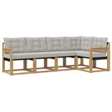 vidaXL - Buiten - bank - set - 5 - st - Wit - en - Lichtgrijs