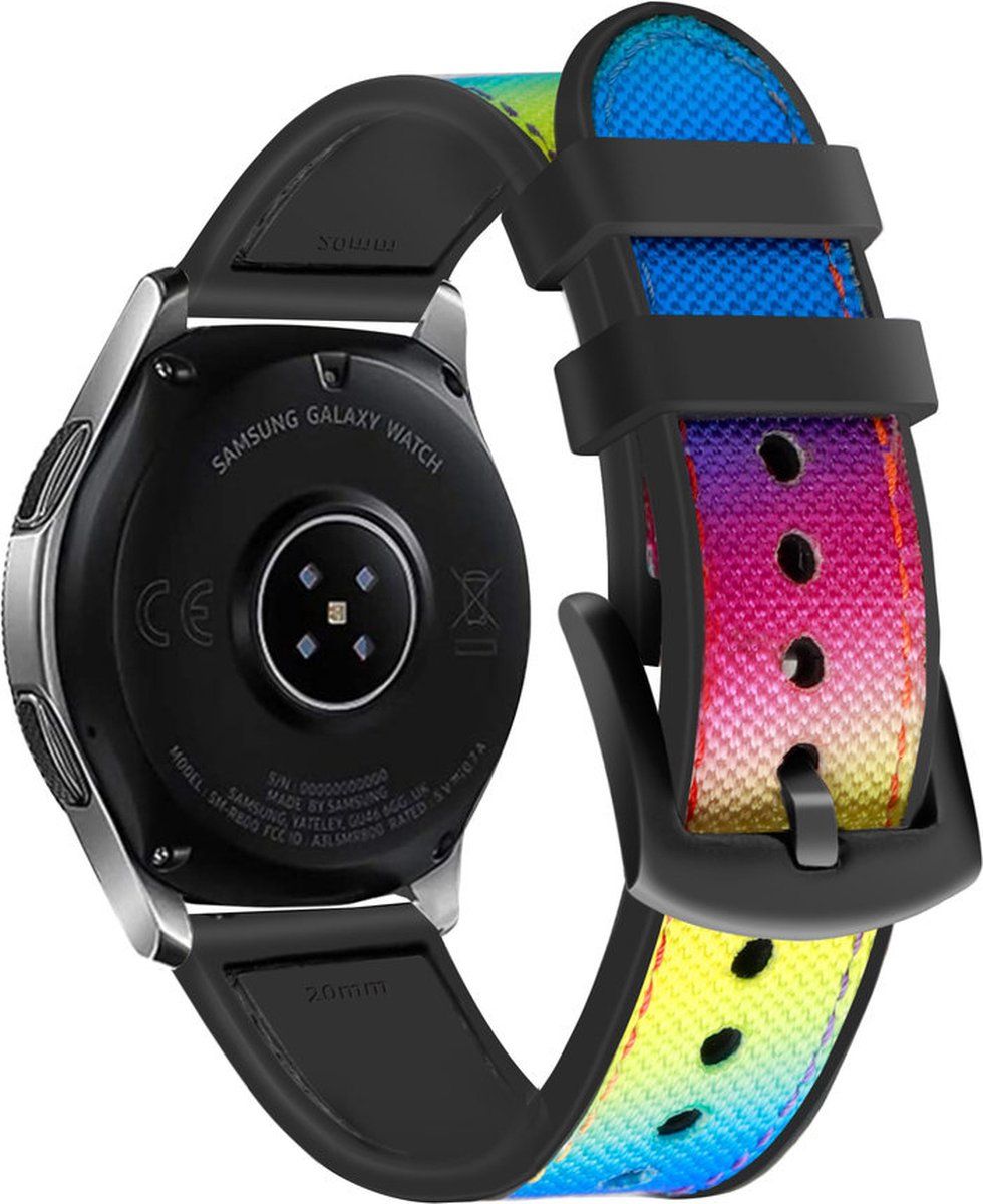 Strap-it smartwatch bandje 22mm - Hybrid nylon siliconen bandje geschikt voor Samsung Galaxy Watch 46mm / Gear S3 Classic & Frontier / Galaxy Watch 3 45mm / Amazfit GTR 2 / GTR 3 / GTR 4 - kleurrijk - 22mm