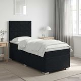 vidaXL Boxspringbed met matras, zwart, 100 x 200 cm, gestoffeerd