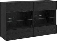 vidaXL TV Wandkast 98,5 x 30 x 60,5 cm Zwart Eiken Bewerkt hout