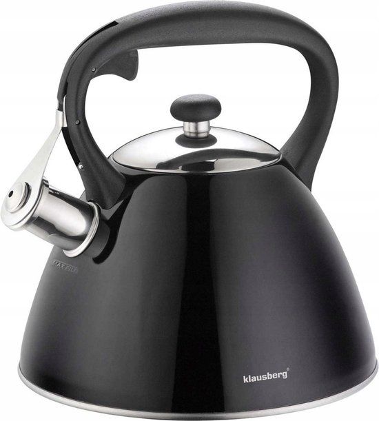KLAUSBERG Top Choice Fluitketel - 3L - RVS - Zwart - Alle Warmtebronnen