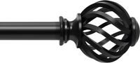 Ibenzoa® Tringle à rideaux en acier inoxydable noir mat avec longueur réglable et embouts modernes