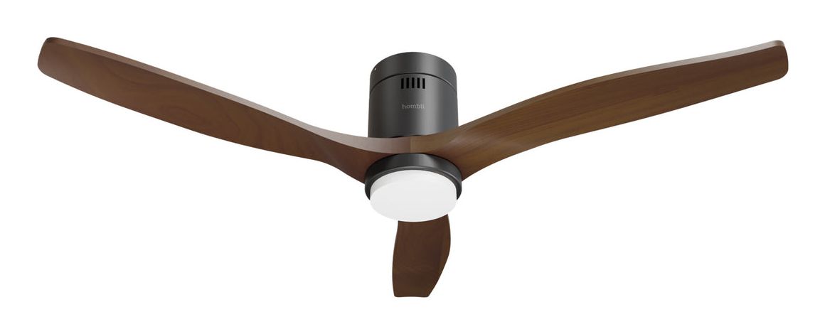 Hombli Slimme Plafondventilator met verlichting - Ø132 cm - Incl. Afstandsbediening - Zwart & Donker Hout