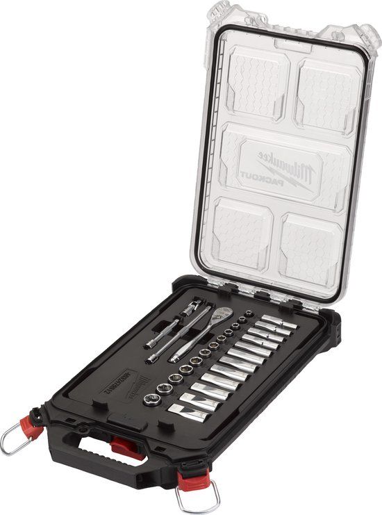 Milwaukee Ratel- en doppensets 1/4" metrisch 28-delig PACKOUT set