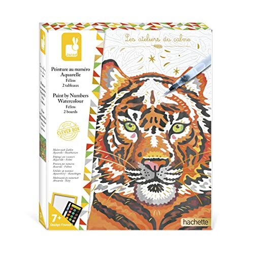 Janod - Schilderdoos op nummer voor katten – 2 foto's om zelf te maken – aquarelschilderij – Les Ateliers du Calme – kit voor creatieve kinderen – vanaf 7 jaar, J07954