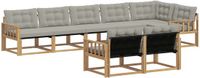 vidaXL Hoek loungeset 8 zitplaatsen Wit en lichtgrijs Acacia hout