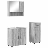 vidaXL Badkamermeubel Set 3 Stuks Grijs Sonoma Bewerkt Hout & Metaal