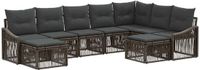 vidaXL Tuinbank - Set - 9 zitplekken - Grijs - Polyrattan
