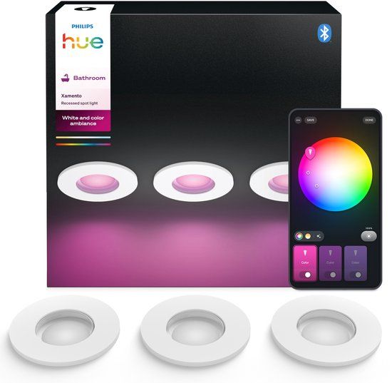 Philips Hue Xamento Badkamer Inbouwspot - 3-Pack - Wit & Gekleurd Licht