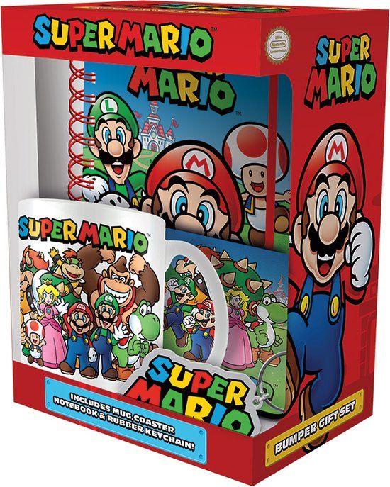 Nintendo Super Mario Gift Set - Mug, Notebook, Coaster & Keychain