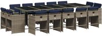 vidaXL 15-delige tuinset met kussens, grijs polyrotan