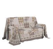PENSIERI DELICATI Bankhoes 180 x 290 cm, gemaakt in Italië, 100% puur katoen, patroon Mountain beige, ideaal als sprei voor bank of zomerdeken (eenpersoonsbed)