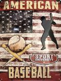 I&S/Les collections rétro Metalen bord reliëf 40x30 cm Sport University Us Baseball