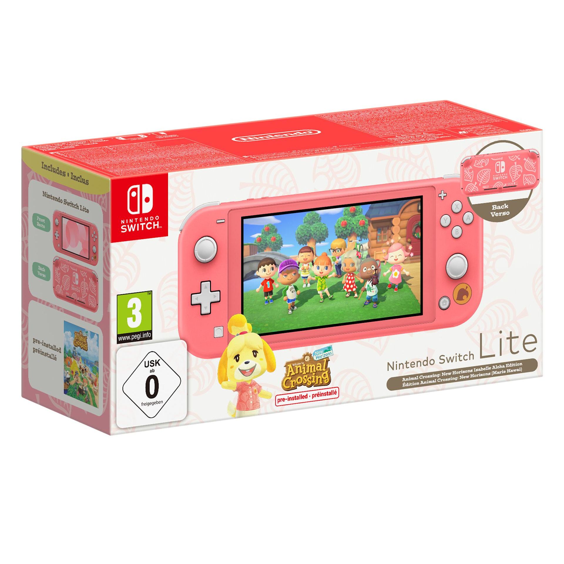 Nintendo Switch Lite Animal Crossing: New Horizons Isabelle Aloha Edition - Coral