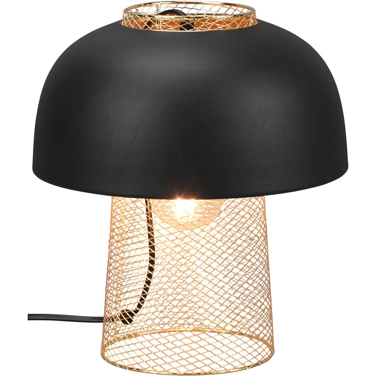 BES LED Tafellamp - Trion Palmo - E27 - Rond - Mat Zwart - Aluminium - 28cm