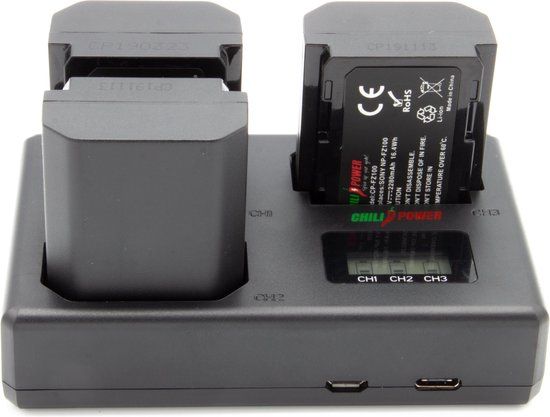 ChiliPower Sony NP-FZ100 Accu Kit Deluxe - 3 Accu's + Triple Lader