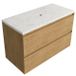 Saniclass Holz Pure Badkamermeubelset - 100x45x63cm - Dia marmeren wastafelblad gepolijst (wit) - zonder kraangat - 2 lades - mat eiken natural (hout) SW1420787/SW728217
