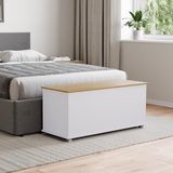 Vida Designs Arlington Ottomaanse opbergbank, 100 x 40 x 48 cm, dekendoos met liftdeksel en veiligheidsscharnieren, voor hal, slaapkamer, woonkamer, wit