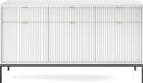 Selsey Vellore - driedeurs commode 154 cm - wit met geribbelde fronten en gouden handgrepen