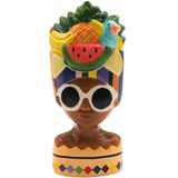 Bloemenvaas, Dekohelden24 Bloemenvaas, decoratieve vaas, tafelvaas, gezicht vaas, vrouwen bloempot met zonnebril en fruit, decoratieve keramische bloempot, veelkleurig, maat: L/B/H