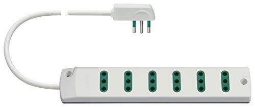 Vimar FP00402.C.B - Mobile stekkerdoos - 6 uitgangen - Italiaanse standaard - 1,5 m kabel - platte stekker