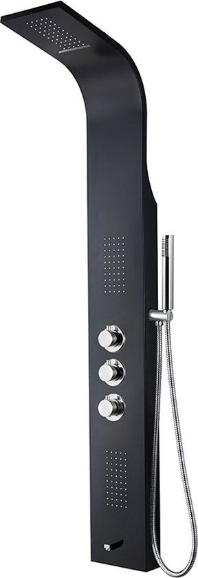 Aloni Thermostatische Douchepaneel Zwart 160x20cm